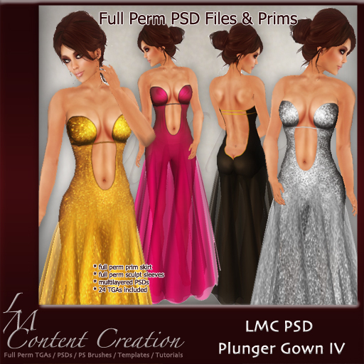 LMC Designer PSD Files & Prims  - Plunger Gown IV - Sequined BOM Gown