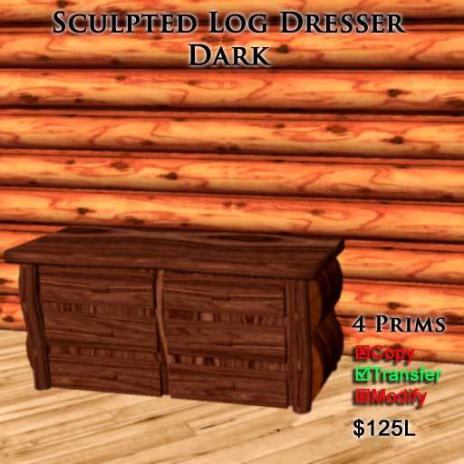 Sculpted Log Dresser Dark