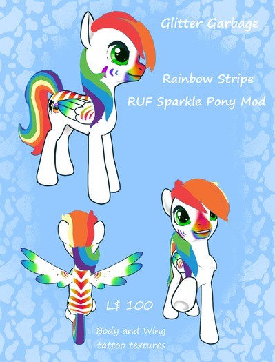 [Glitter Garbage] Rainbow Stripe RUF Sparkle Pony Mod