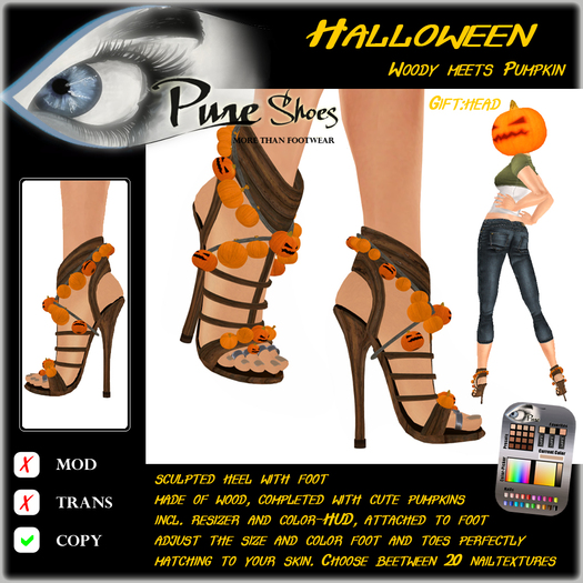 << PURE >> Pure Shoes - Halloween: Woody meets Pumpkin [inworld price 99L$] 