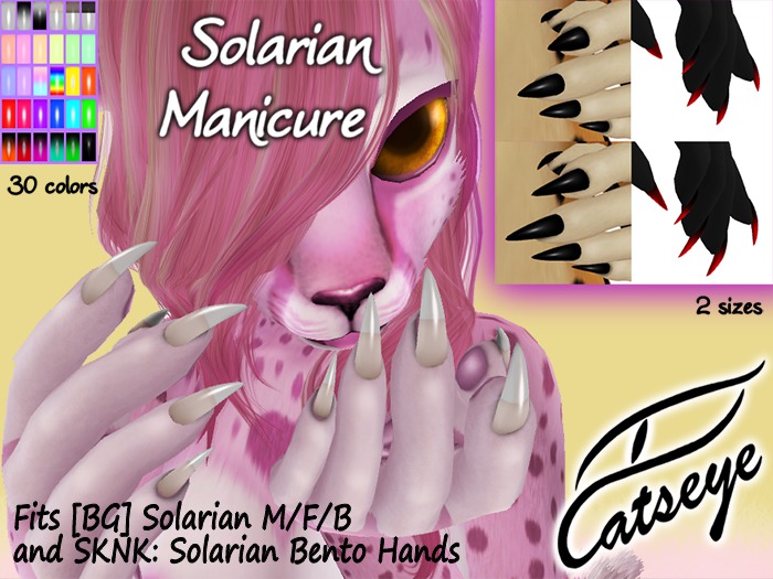 Catseye "Solarian Manicure" Claw Nails for [BG] Solarian Feline & SKNK Solarian Bento Hands