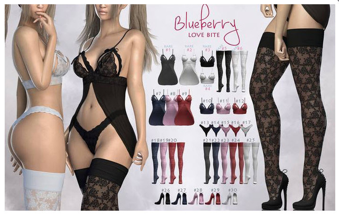 #23 Blueberry - Love Bite - Common - Stockings V2 - Pink - *V*