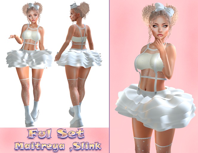 InStyle -Ful Set v2 - White - (Maitreya ,Slink) +Hairband with Bow GIFT -5-day promotion *Black Friday*