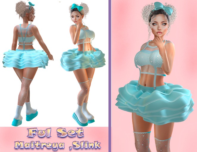 InStyle -Ful Set v2 - Blue- (Maitreya ,Slink)+with Bow GIFT -Sale up to 20 .06.Hairband 