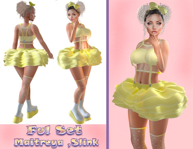 InStyle -Ful Set v2 - Yellow  (Maitreya ,Slink)+Hairband with Bow GIFT -Sale up to 20 .06. 