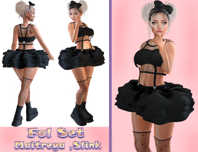 PROMO!!!up to 30InStyle -Ful Set v2 - Black- (Maitreya ,Slink)+Hairband with Bow GIFT -Sale up to 20 .06.