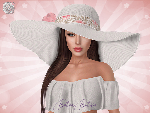 ♥ White Roses Summer Floppy Hat ♥