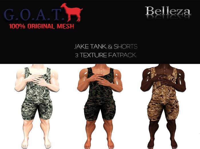 G.O.A.T. JAKE TANK & SHORTS 3 TEXTURE FATPACK