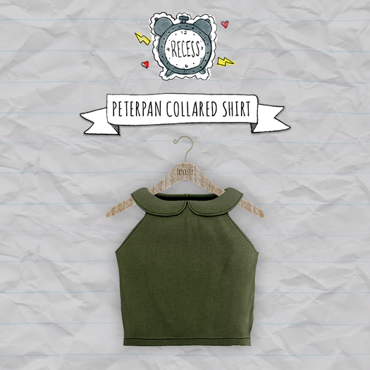 .{Recess}. - Peter Pan Collared Shirt [army]