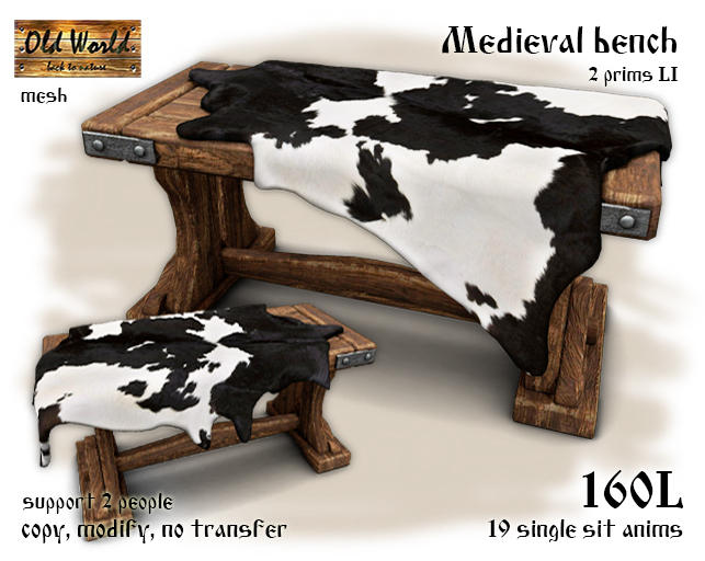 Medieval bench v4 - Old World - Medieval / Rustic Furniture