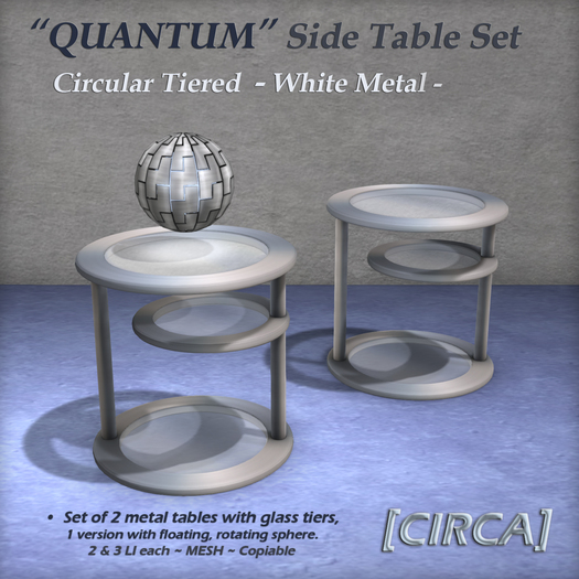 [CIRCA] - "Quantum" Circular Side Table Set - White Metal