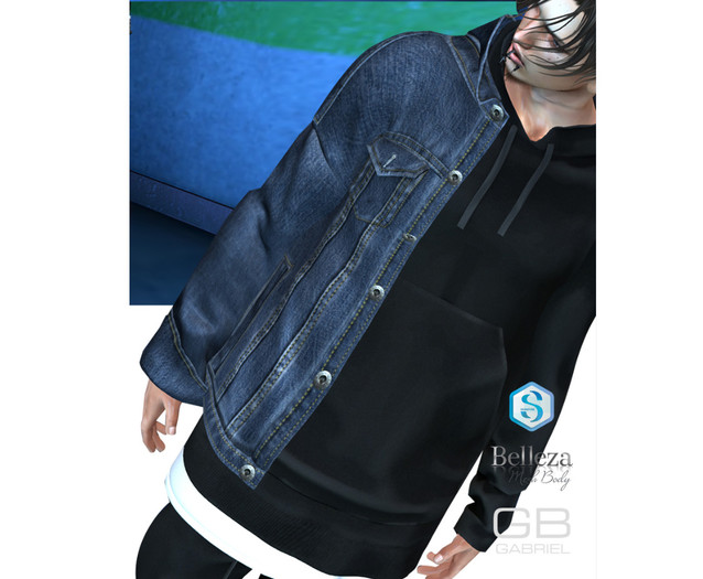 1.::GB:: Jeans jacket one shoulder RARE