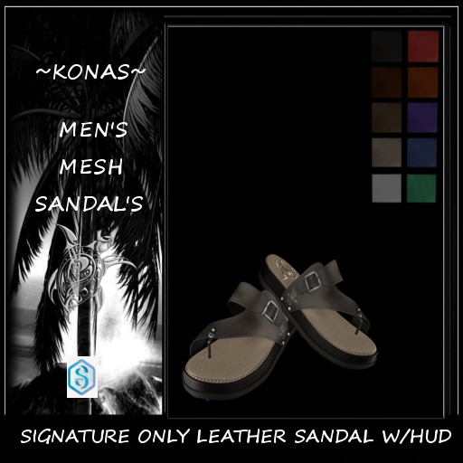~KONAS~ MENS MESH LEATHER SANDALS SIGNATURE 