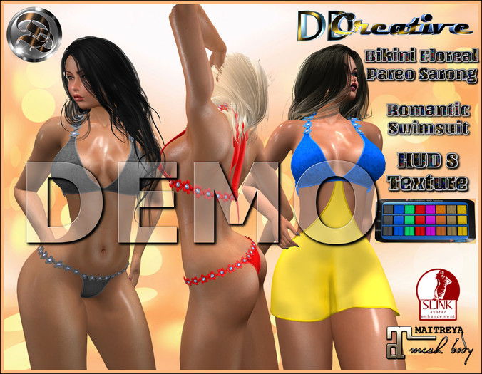 ☾ⅅⅅ☽ Bikini Two-Piece Swimsuit Floreal & Pareo Sarong [ DEMO ]