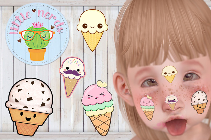Little Nerds - Ice Cream - Face Stickers!