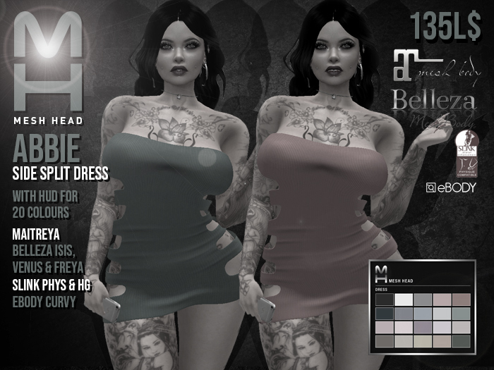 Mesh Head - Abbie Side Split Dress - DEMO VERSION