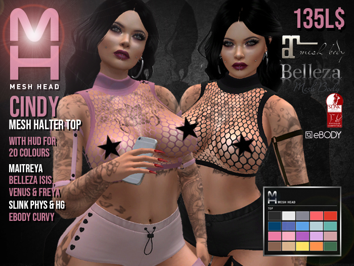 Mesh Head - Cindy Mesh Halter Top / SLINK / MAITREYA / BELLEZA / eBODY