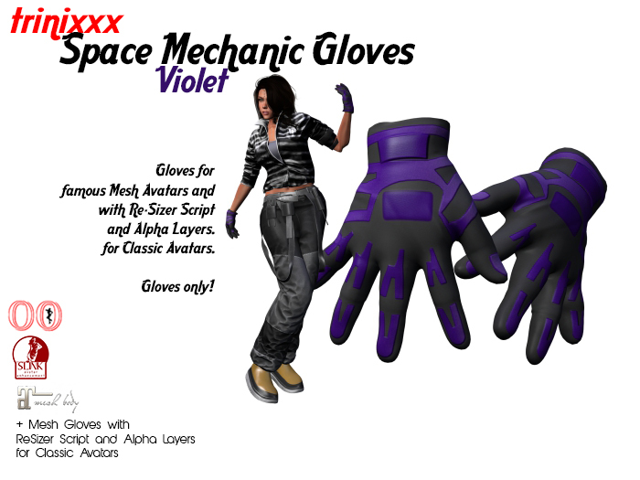 trinixxx Space Mechanic Gloves Violet