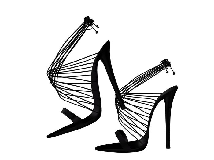 Second Life Marketplace Black Cute Straps High Heels for MAITREYA ONLY