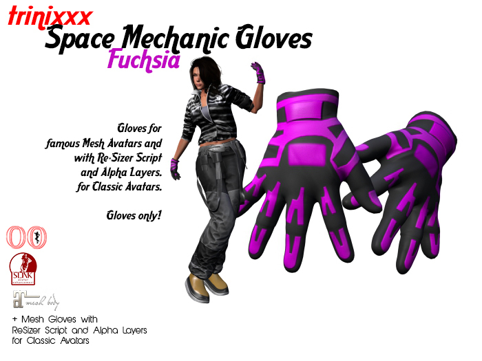 trinixxx Space Mechanic Gloves Fuchsia