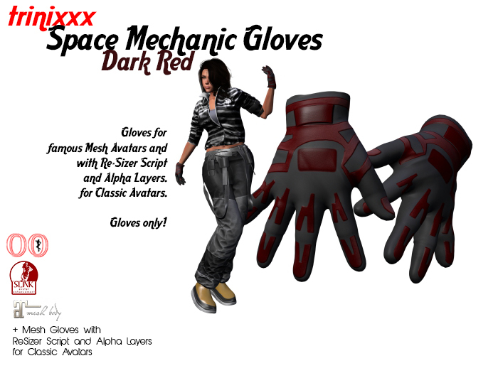 trinixxx Space Mechanic Gloves Dark Red