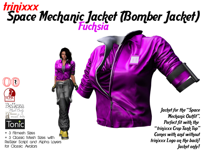 trinixxx Space Mechanic Jacket (Bomber Jacket) Fuchsia