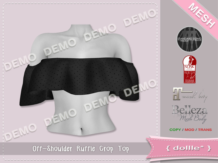 {dollle*} [DEMO] Off-Shoulder Ruffle Crop Top