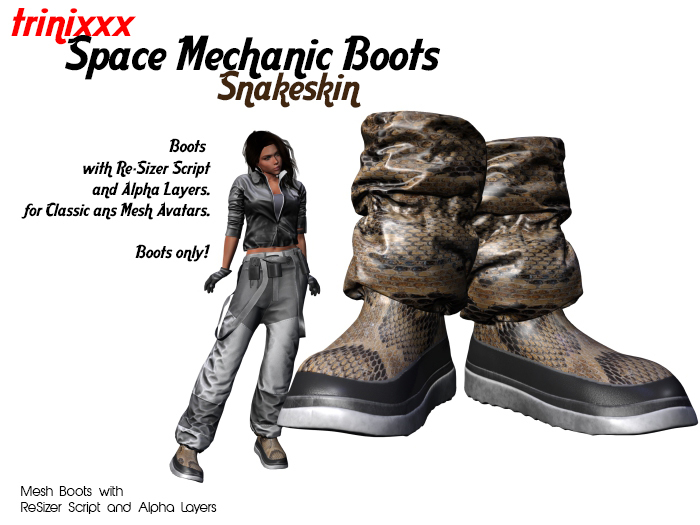 trinixxx Space Mechanic Boots Snakeskin
