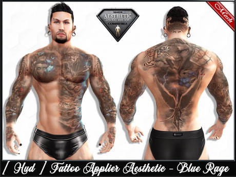 Second Life Marketplace - [ Hud ] Tattoo Applier Aesthetic - Blue Rage