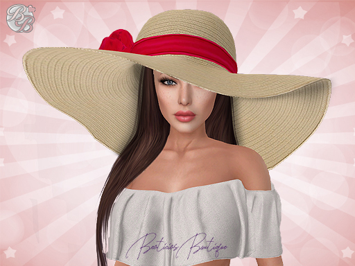♥ Natural Red Summer Floppy Hat ♥