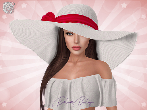 ♥ White Red Summer Floppy Hat ♥