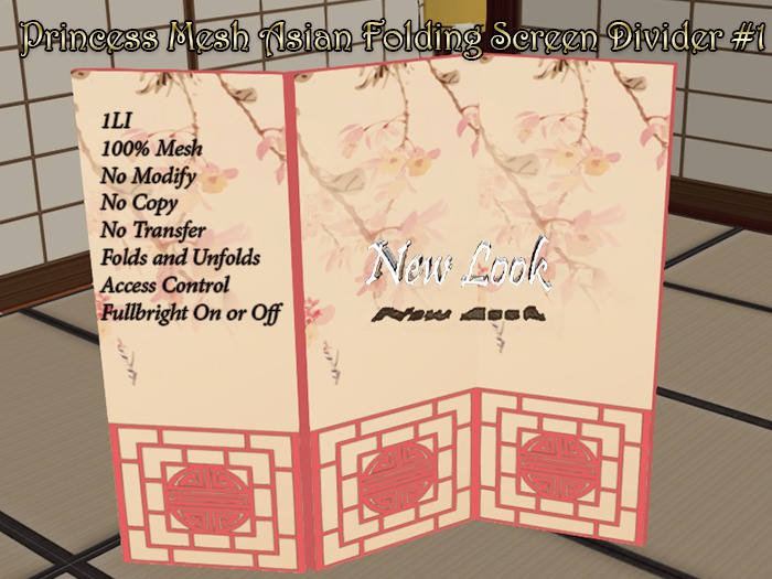 Princess Mesh Asian Folding Screen Divider 1LI FB Fold #1 bx