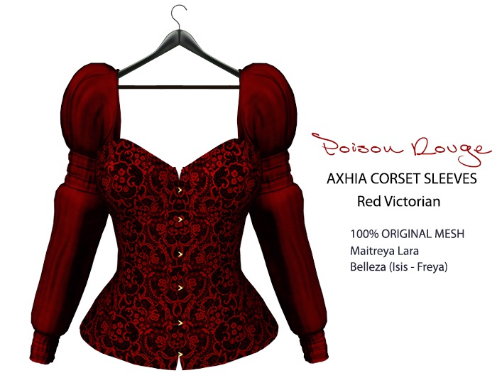 Poison Rouge Axhia Corset Sleeves - Red Victorian