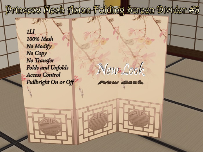 Princess Mesh Asian Folding Screen Divider 1LI FB Fold #3 bx