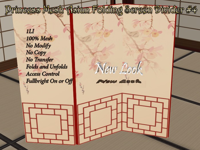 Princess Mesh Asian Folding Screen Divider 1LI FB Fold #4 bx