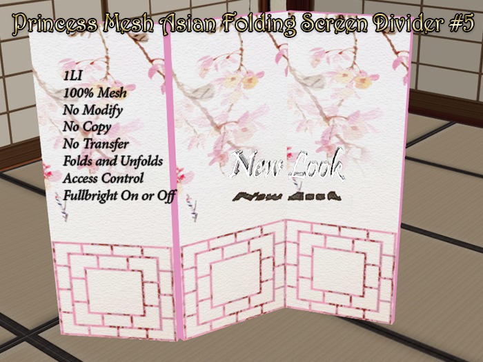 Princess Mesh Asian Folding Screen Divider 1LI FB Fold #5 bx