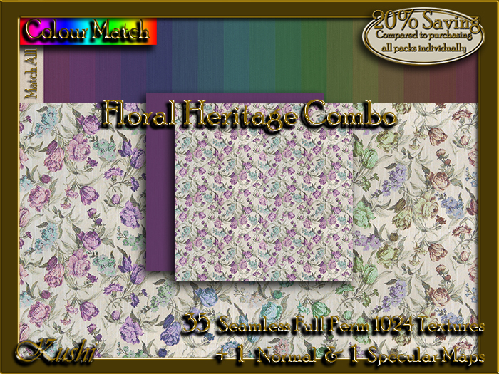!Kushi! FloralHeritageCOMBO Textures -WearToUnpack