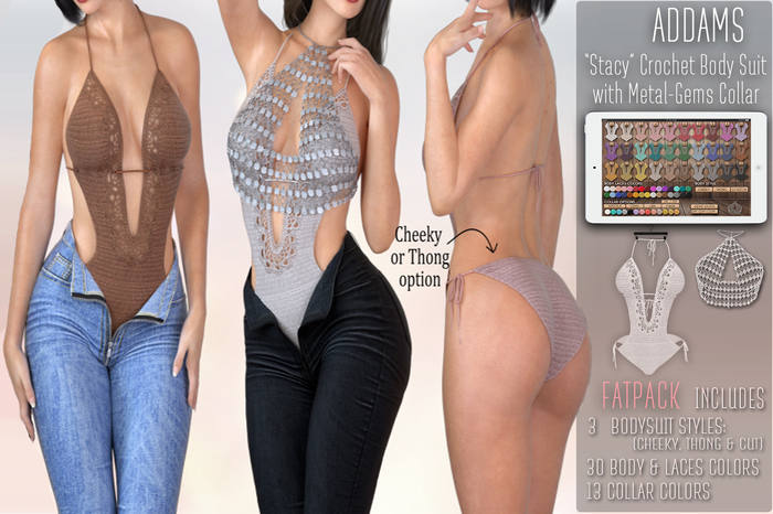 Addams - Stacy - Crochet BodySuit & Collar #FATPACK
