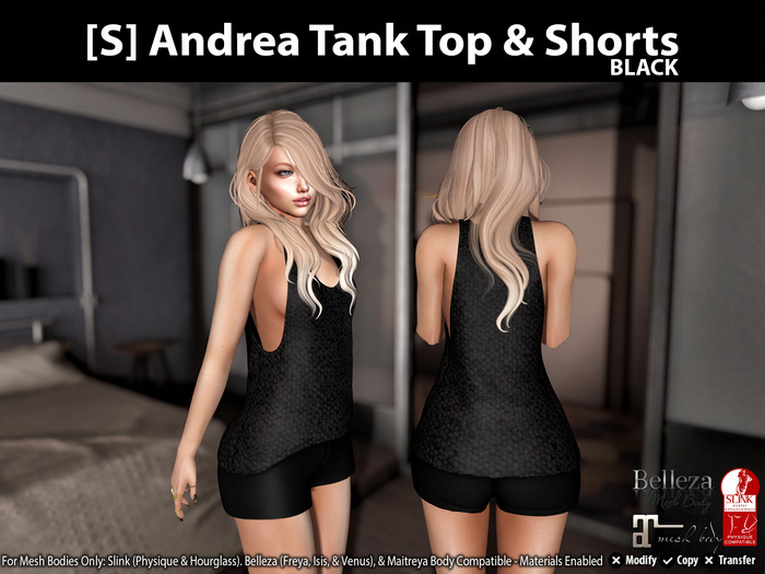 [S] Andrea Tank Top & Shorts Black