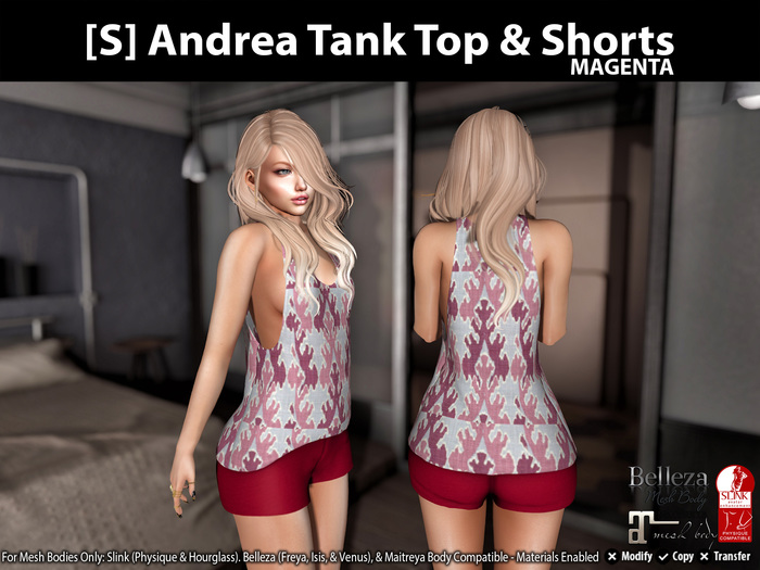 [S] Andrea Tank Top & Shorts Magenta