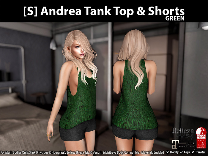 [S] Andrea Tank Top & Shorts Green