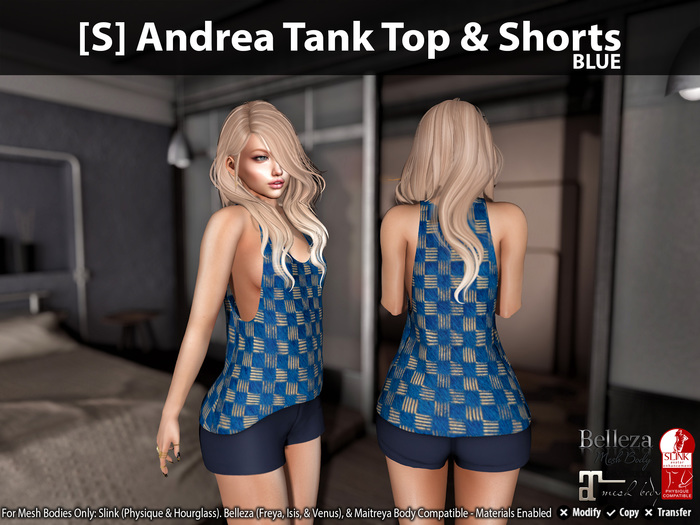 [S] Andrea Tank Top & Shorts Blue