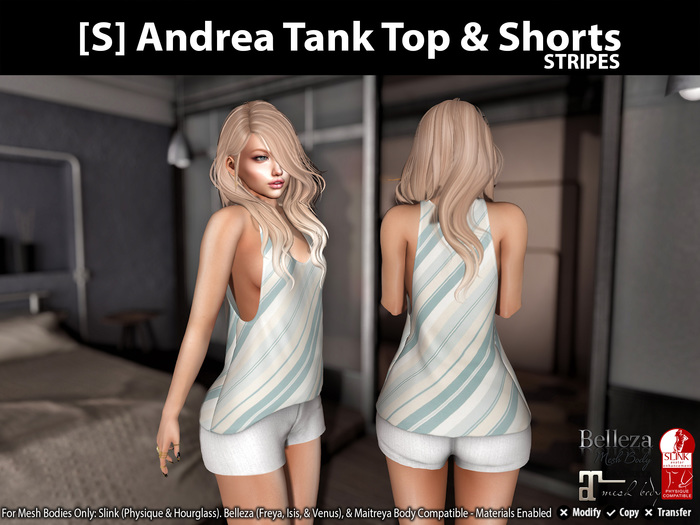 [S] Andrea Tank Top & Shorts Stripes