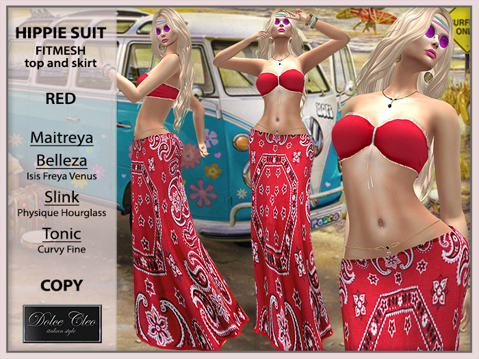 !!OUTLET!! HIPPIE TOP AND MAXISKIRT [RED]