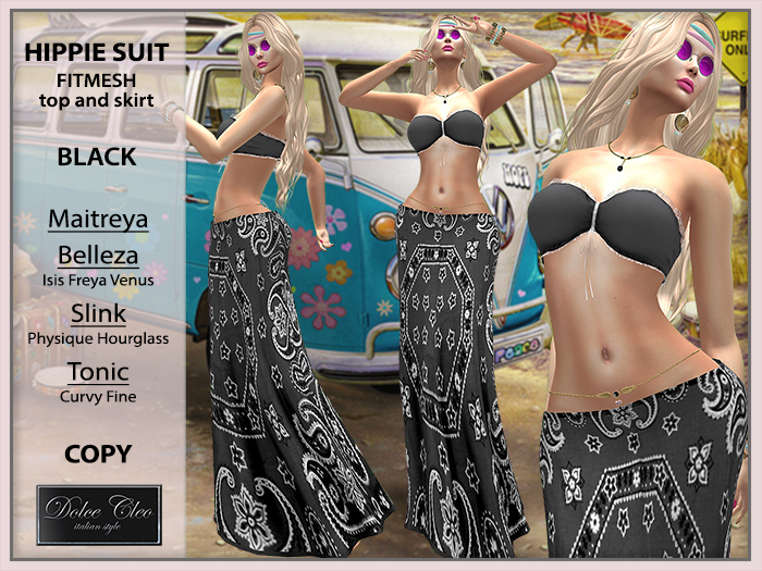 !!OUTLET!! HIPPIE TOP AND MAXISKIRT [BLACK]