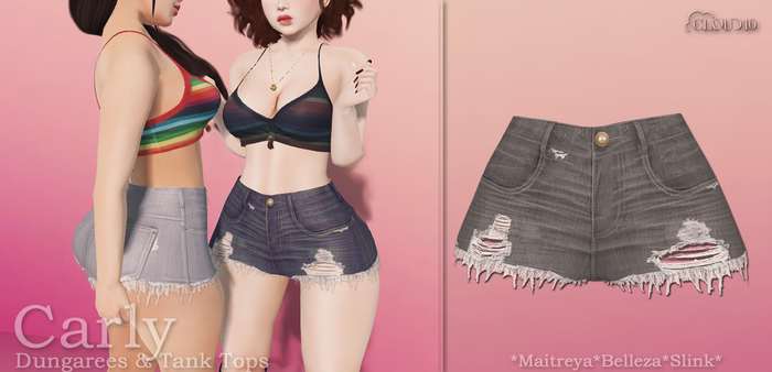 CLouD10 - Carly Ripped Dungarees - Graphite (BOX) ADD ME