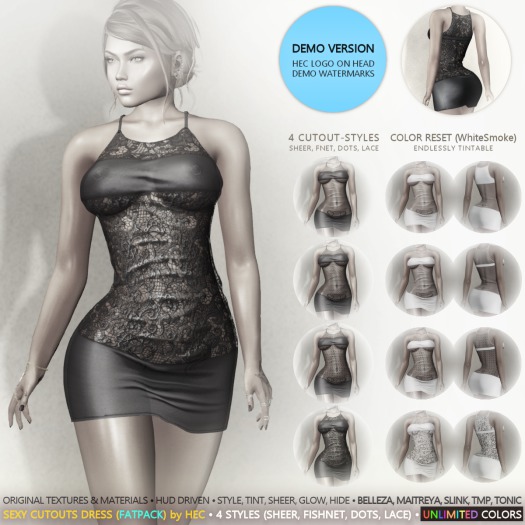 HEC - DEMO-UA SexyCutouts Mini Dress Tintable FATPAK SDTUG-00FP