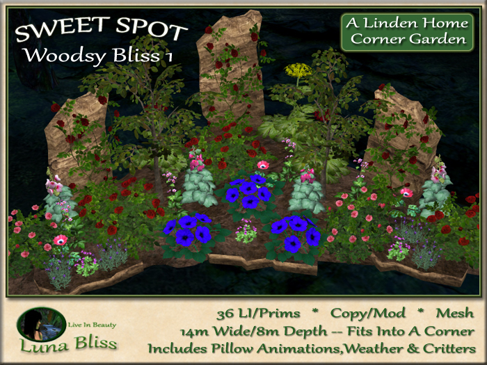Woodsy Bliss 1 SWEET SPOT - Corner Garden (boxed)