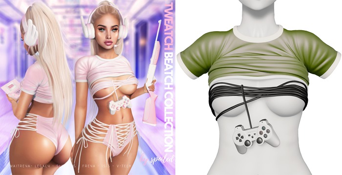 Spoiled - Tweatch Beatch Top and Gamer Wrap Army Green *Updated* for LaraX,Reborn,Waifus,Legacy,Perky,Mounds,Kupra 