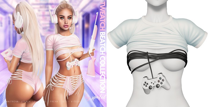 Spoiled - Tweatch Beatch Top and Gamer Wrap Babyblue *Updated* for LaraX,Reborn,Waifus,Legacy,Perky,Mounds,Kupra & More